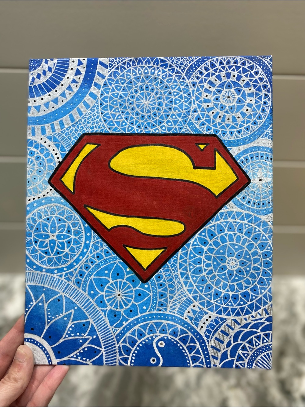 Superhero Logo & Mandala Canvas Board Art - Picture 3 of 4